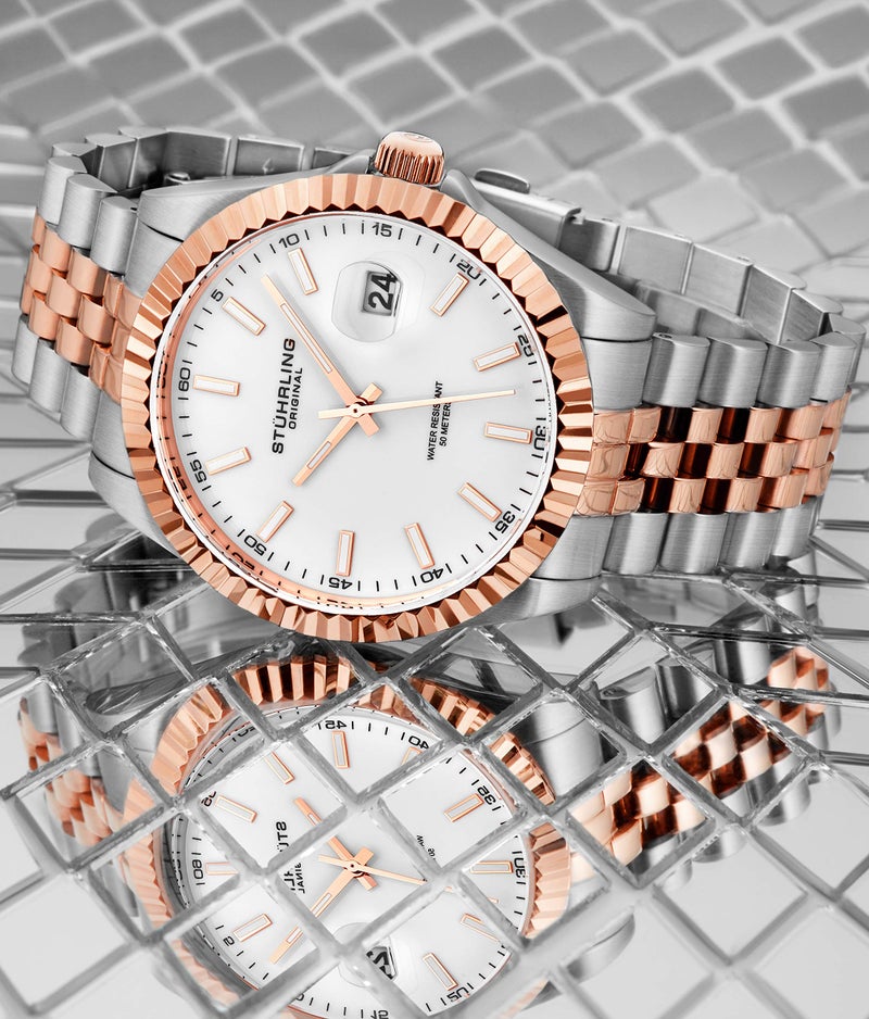 Stuhrling Original Men's Symphony Regent Coronet Stainless Steel Bracelet Watch - Image 2